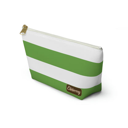 Big Bottom Zipper Pouch - Lime Green/White Stripes