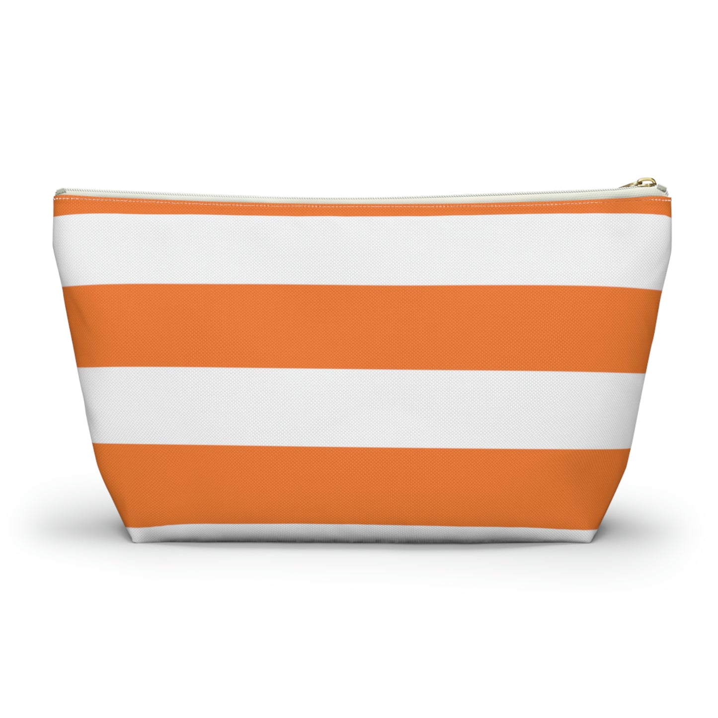 Big Bottom Zipper Pouch - Orange/White Stripes