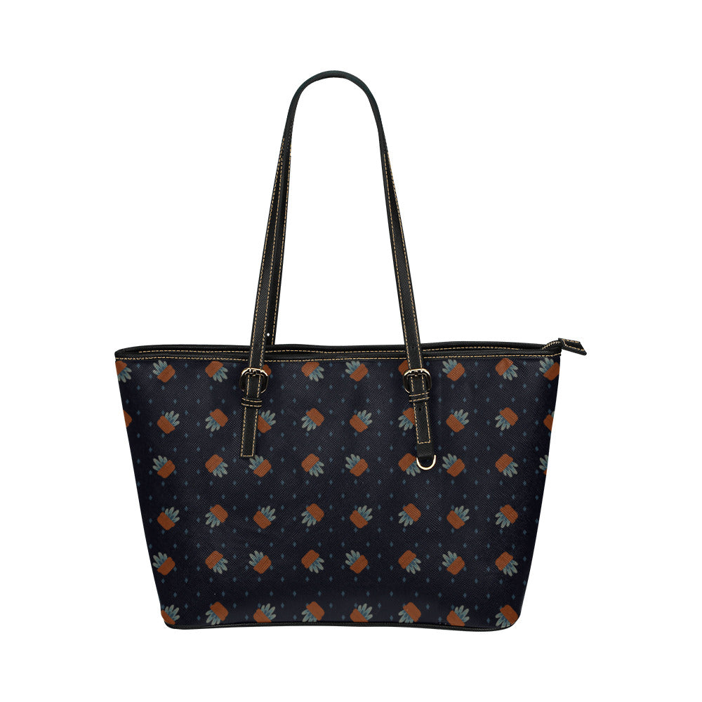 Little Planties Vegan Leather Zipper Tote Handbag (Large)