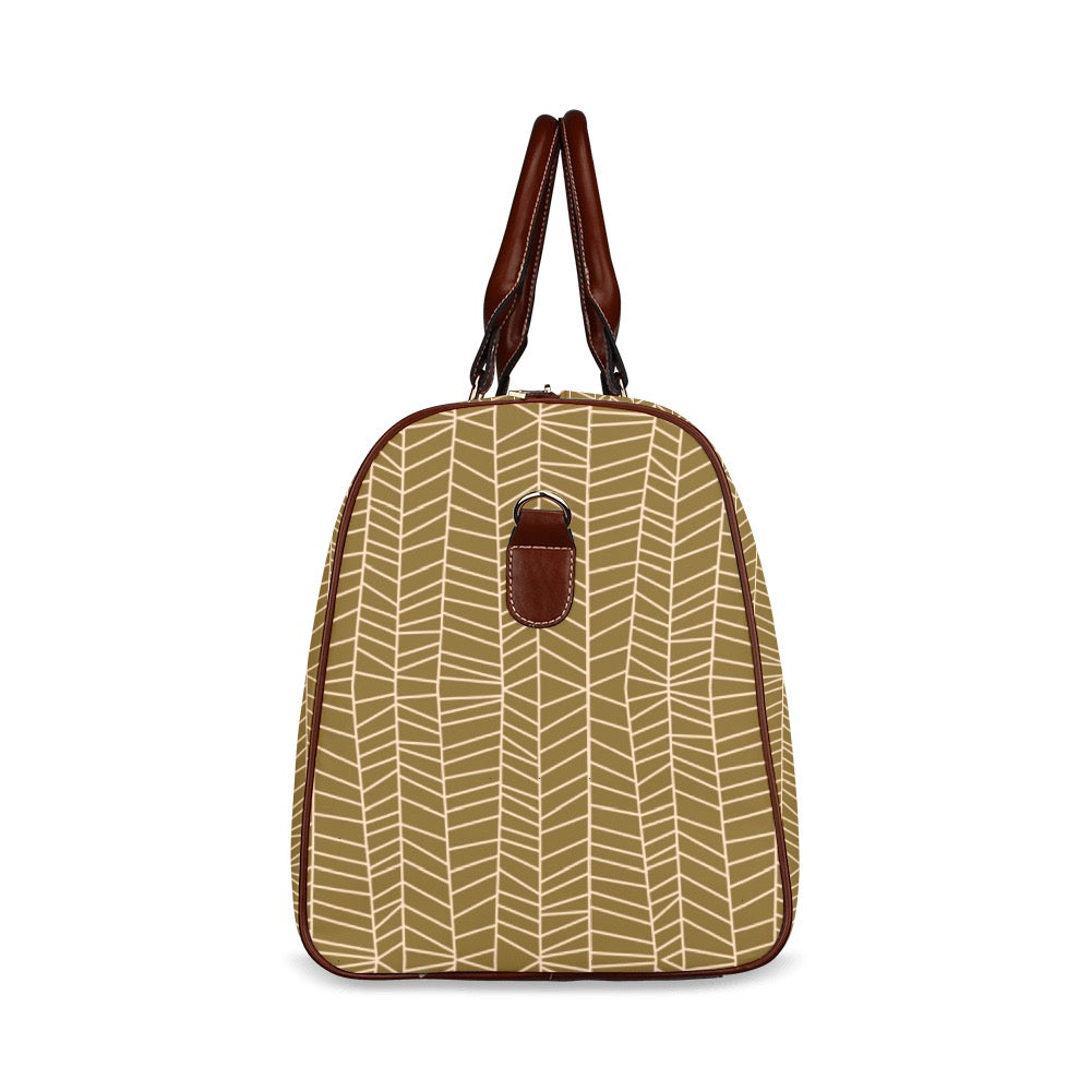Herringbone - Mustard Waterproof Travel Bag (Large)