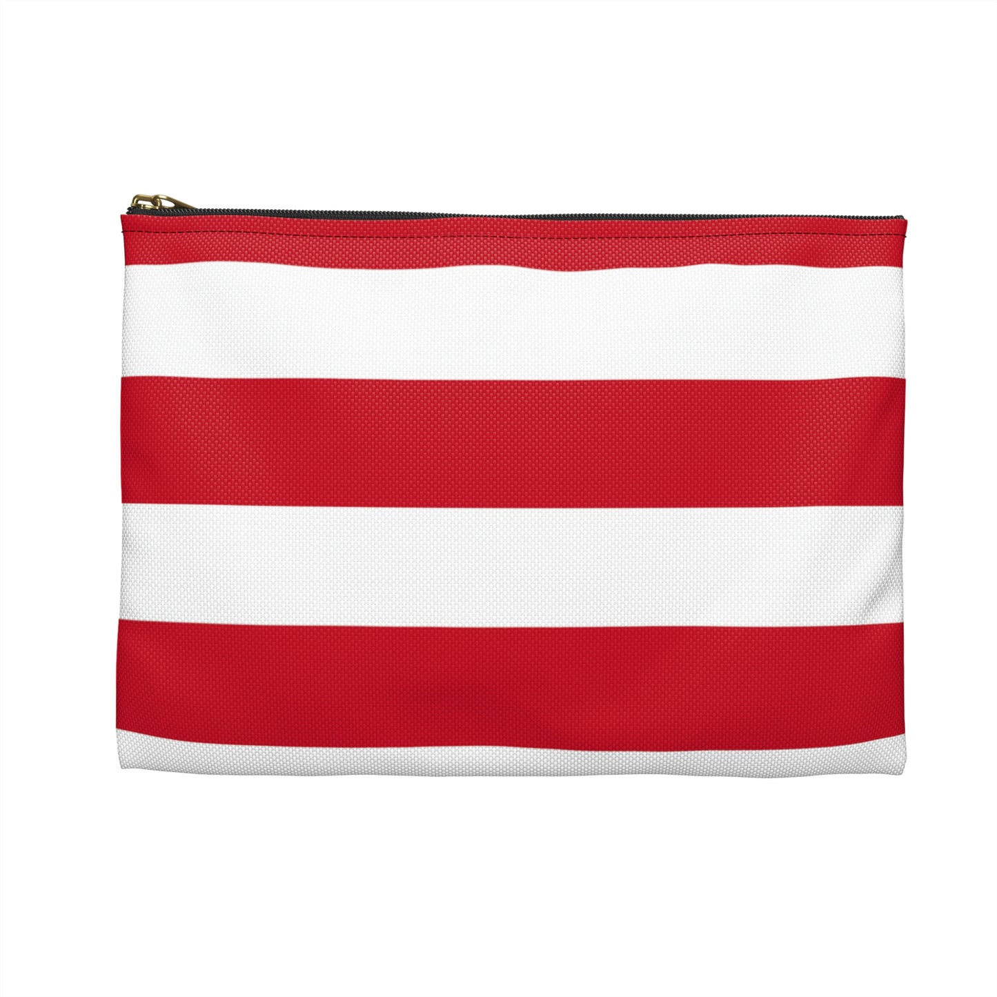 Flat Zipper Pouch - Red/White Stripes
