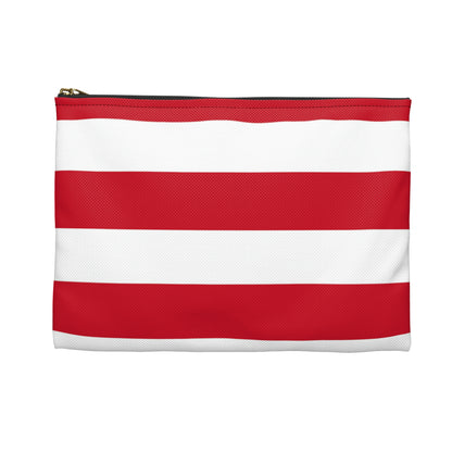 Flat Zipper Pouch - Red/White Stripes