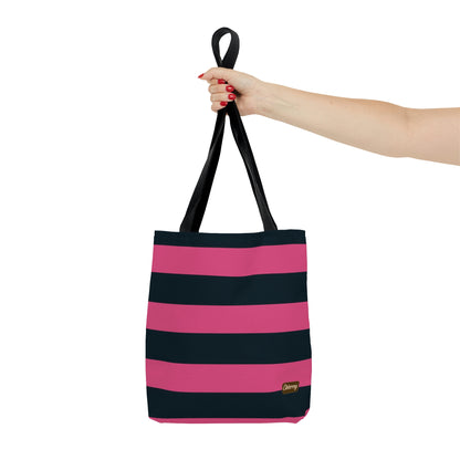 Lightweight Tote Bag - Hot Pink/Navy Stripes