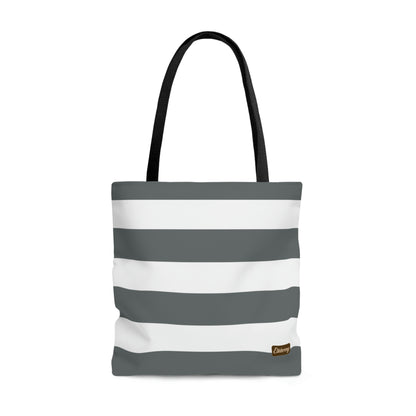 Lightweight Tote Bag - Charcoal Gray/White Stripes