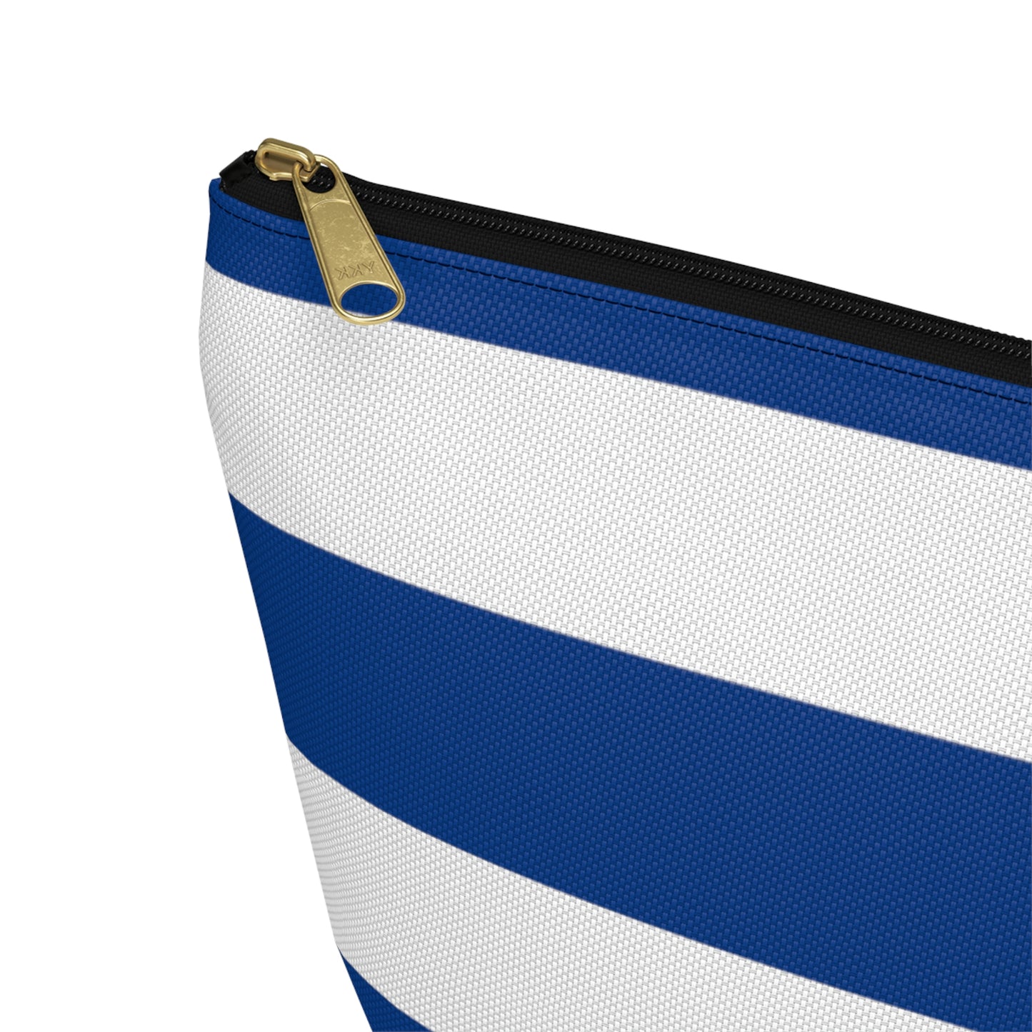 Big Bottom Zipper Pouch - True Blue/White Stripes