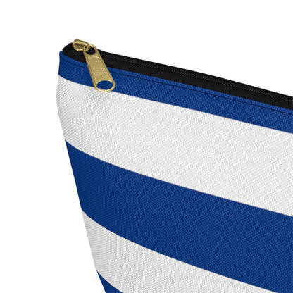Big Bottom Zipper Pouch - True Blue/White Stripes