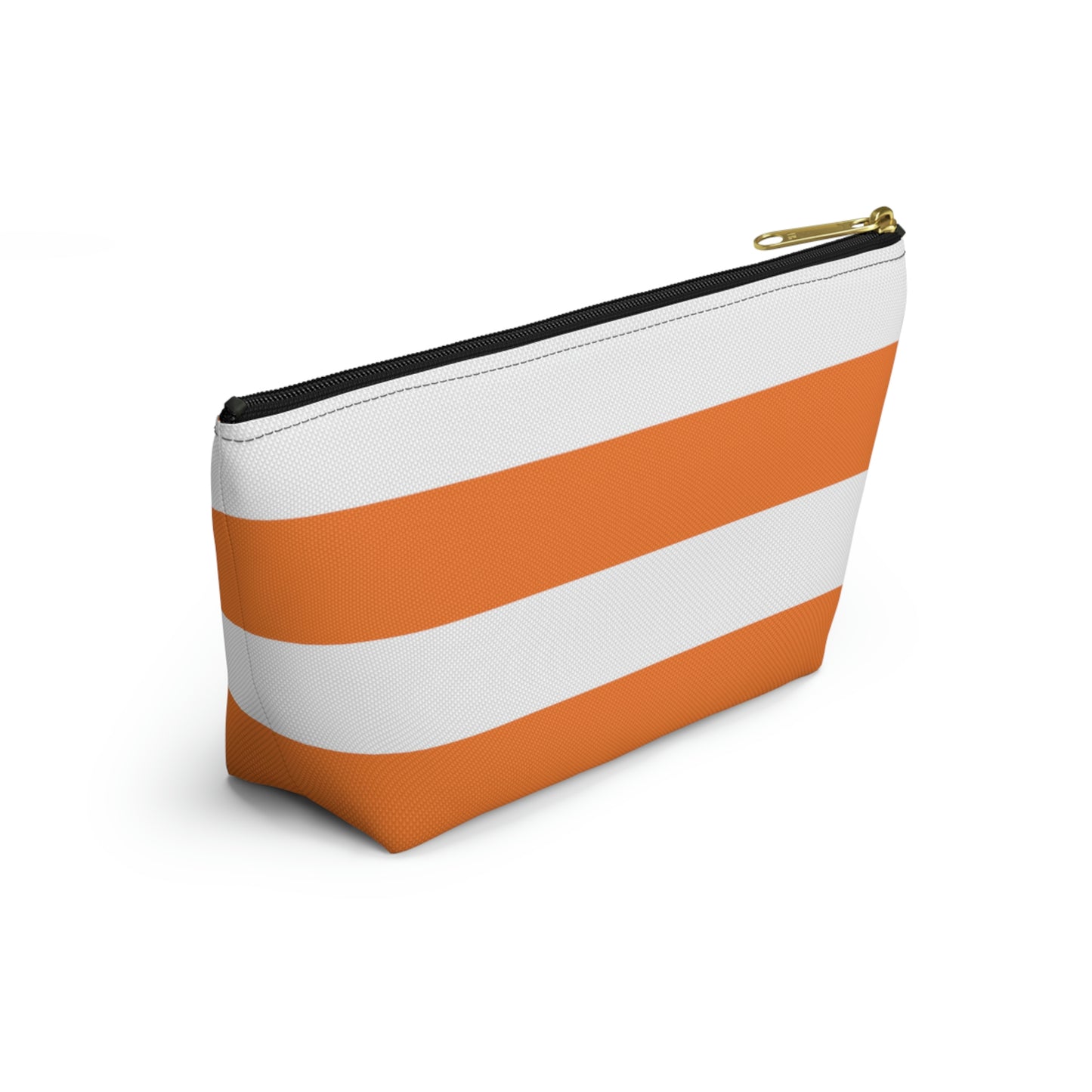 Big Bottom Zipper Pouch - Orange/White Stripes