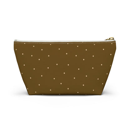Big Bottom Zipper Pouch - Dots on Mustard