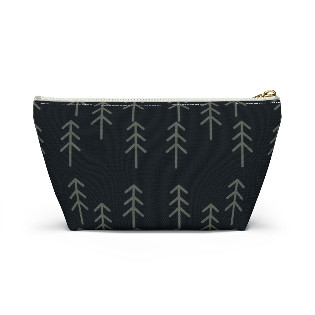 Big Bottom Zipper Pouch - Stick Trees in Navy