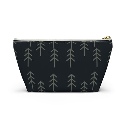 Big Bottom Zipper Pouch - Stick Trees in Navy