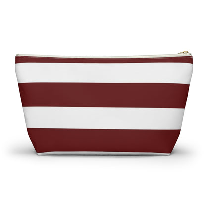 Big Bottom Zipper Pouch - Berry/White Stripes