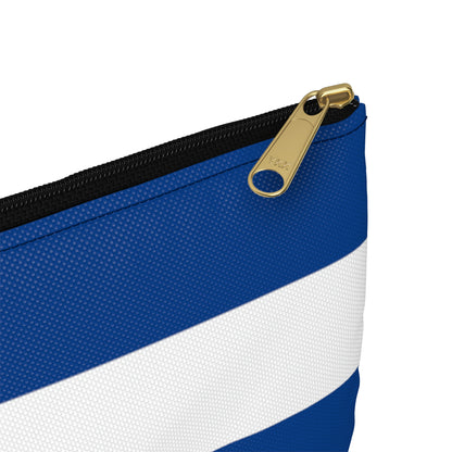 Flat Zipper Pouch - True Blue/White Stripes