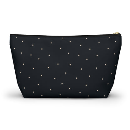 Big Bottom Zipper Pouch - Dots on Navy