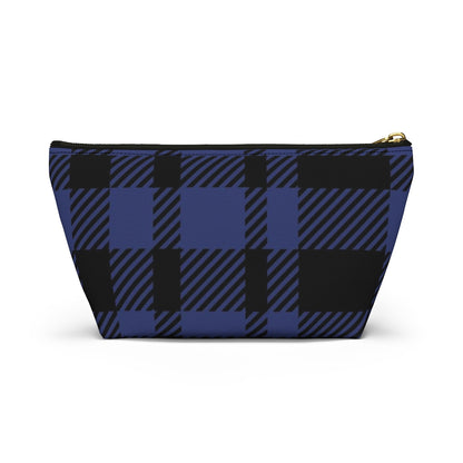 Big Bottom Zipper Pouch - Blue Buffalo Check, Blue Plaid