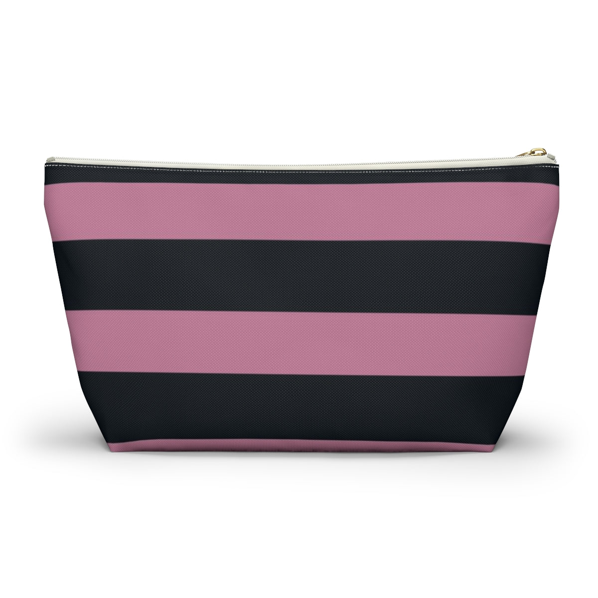 Big Bottom Zipper Pouch - Dusty Rose Pink/Navy Stripes