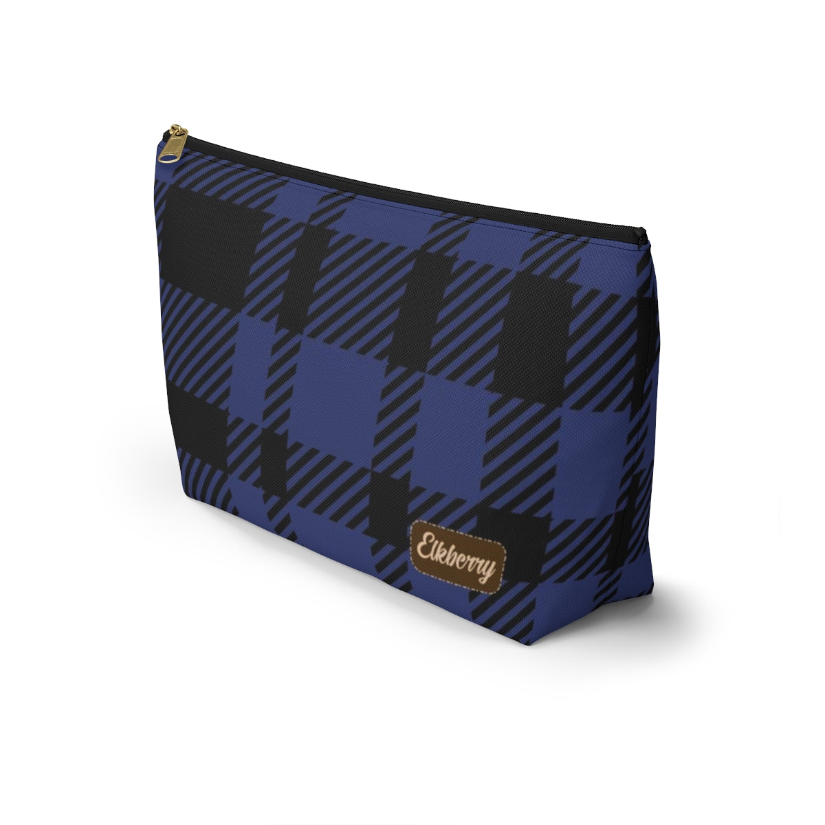 Big Bottom Zipper Pouch - Blue Buffalo Check, Blue Plaid
