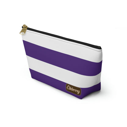 Big Bottom Zipper Pouch - Purple/White Stripes