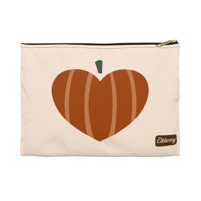 Flat Zipper Pouch - Pumpkin Heart