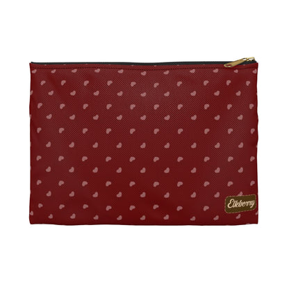 Flat Zipper Pouch - Hearts on Red
