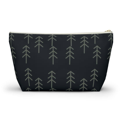 Big Bottom Zipper Pouch - Stick Trees in Navy