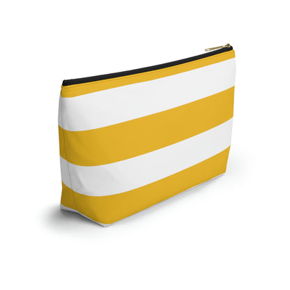 Big Bottom Zipper Pouch - Lemon Yellow/White Stripes