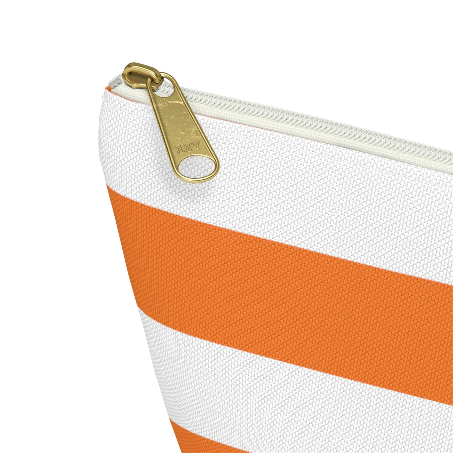 Big Bottom Zipper Pouch - Orange/White Stripes