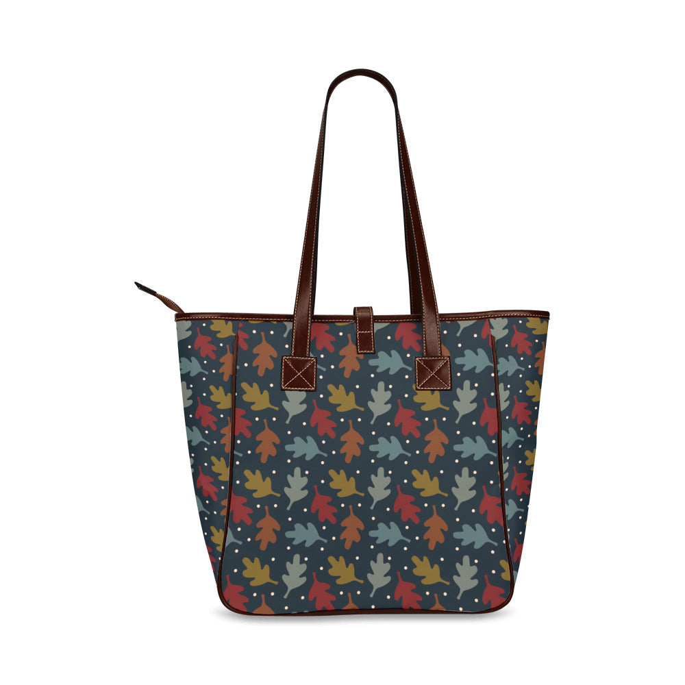 Fall Leaves - Navy Classic Tote Handbag