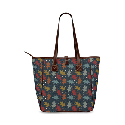 Fall Leaves - Navy Classic Tote Handbag
