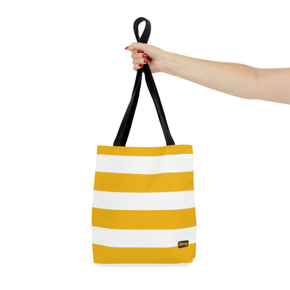 Lightweight Tote Bag - Lemon Yellow/White Stripes