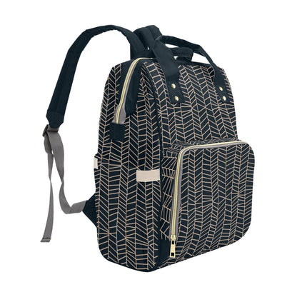 Herringbone - Navy Multi-Function Backpack