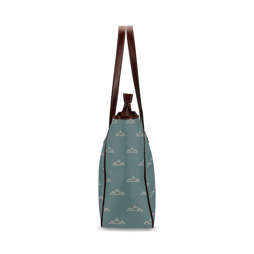 Mountains - Teal Classic Tote Handbag