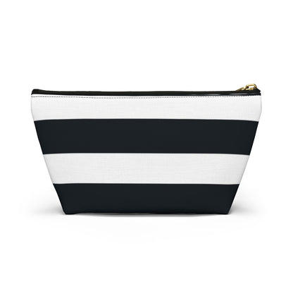 Big Bottom Zipper Pouch - Navy/White Stripes