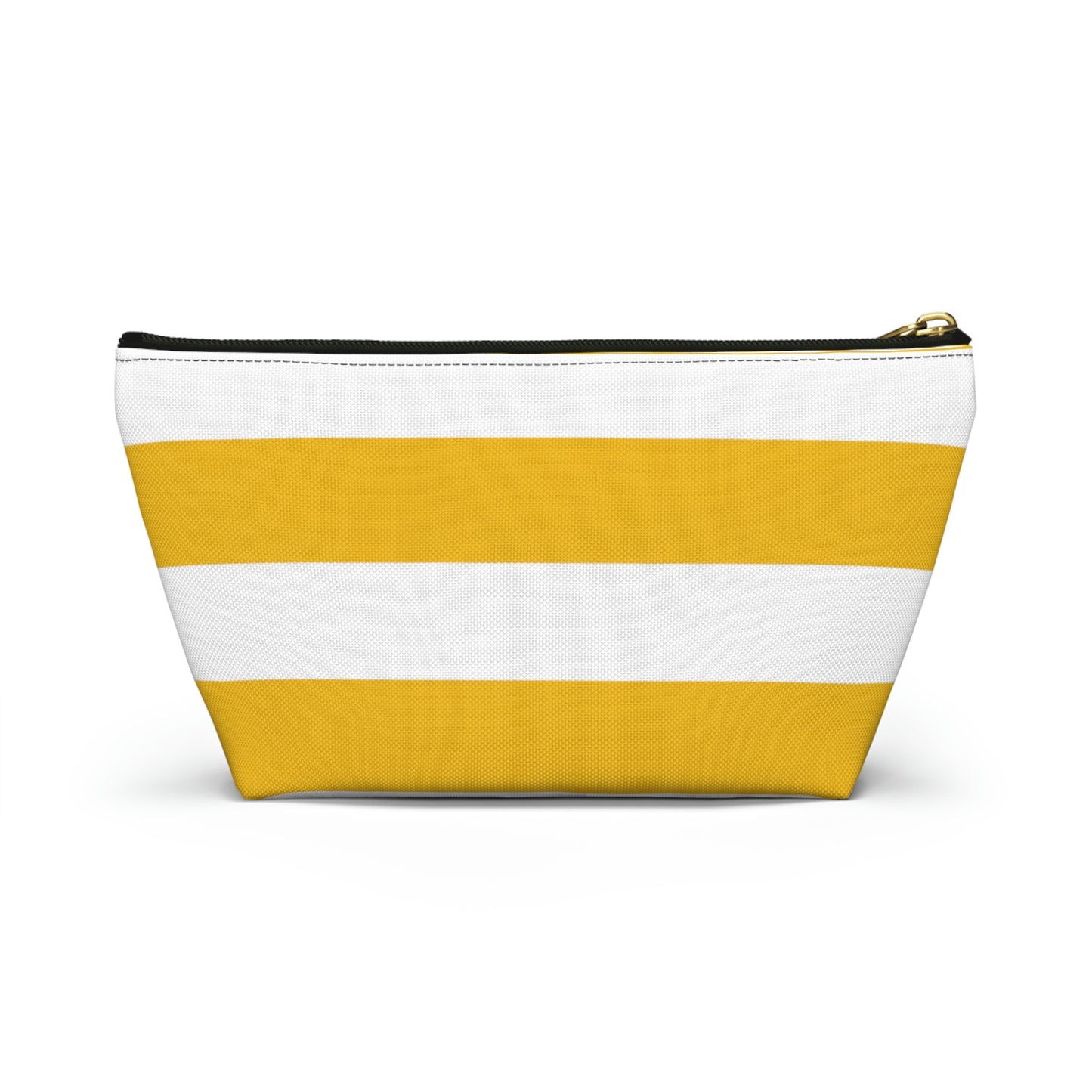 Big Bottom Zipper Pouch - Lemon Yellow/White Stripes