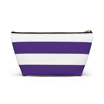 Big Bottom Zipper Pouch - Purple/White Stripes
