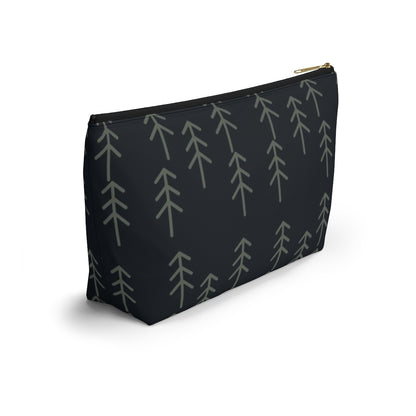 Big Bottom Zipper Pouch - Stick Trees in Navy