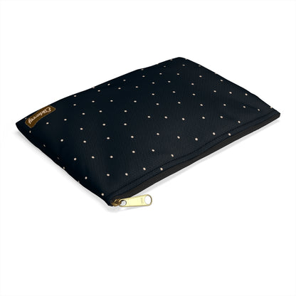 Flat Zipper Pouch - Dots on Navy