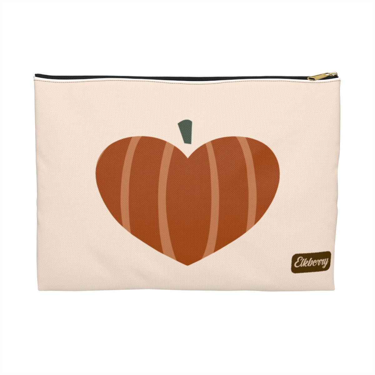 Flat Zipper Pouch - Pumpkin Heart