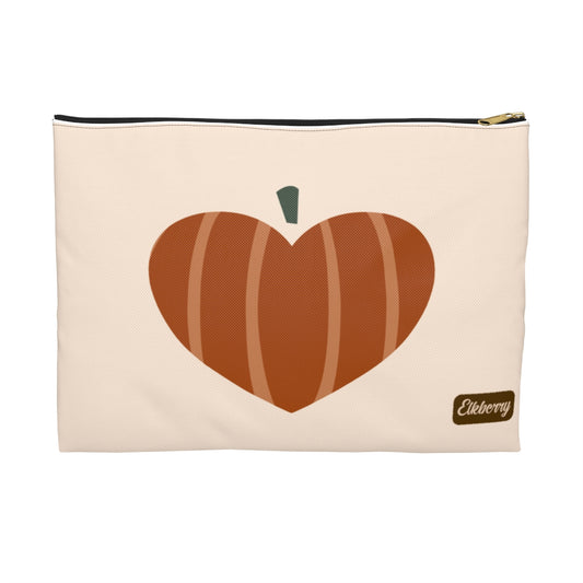 Flat Zipper Pouch - Pumpkin Heart