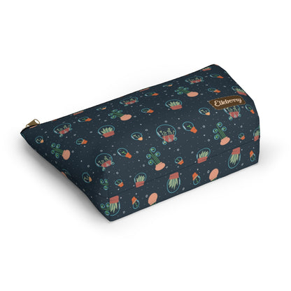 Big Bottom Zipper Pouch - Space Garden