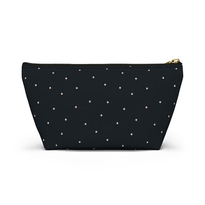 Big Bottom Zipper Pouch - Dots on Navy