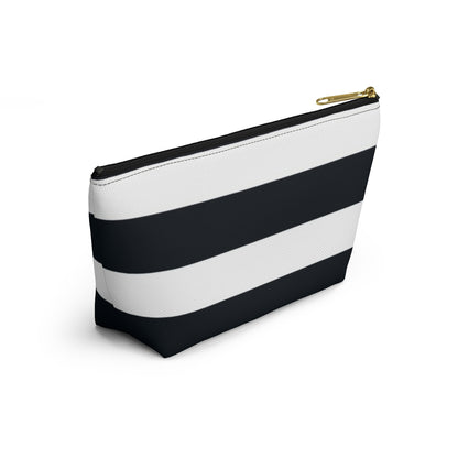 Big Bottom Zipper Pouch - Navy/White Stripes
