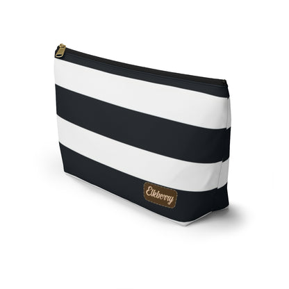 Big Bottom Zipper Pouch - Navy/White Stripes