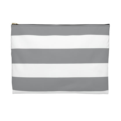 Flat Zipper Pouch - Ash Gray/White Stripes