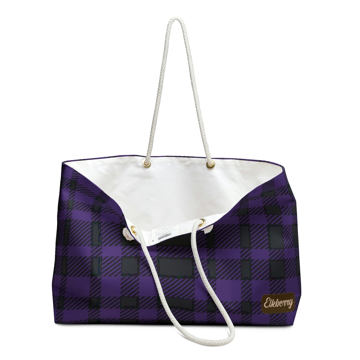 Weekender Tote Bag - Purple Buffalo Check, Purple Plaid