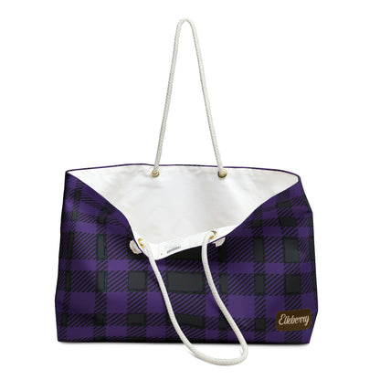 Weekender Tote Bag - Purple Buffalo Check, Purple Plaid