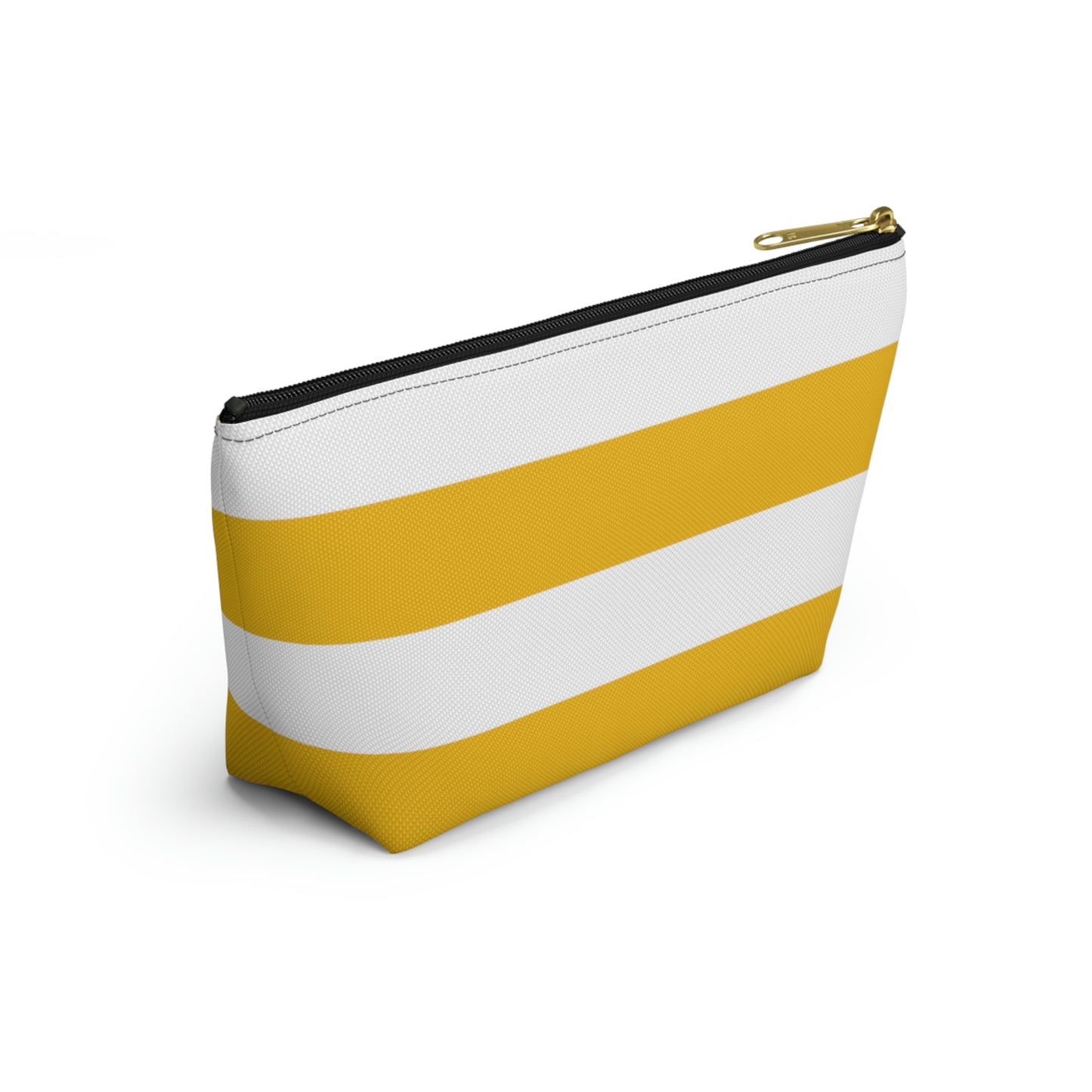 Big Bottom Zipper Pouch - Lemon Yellow/White Stripes