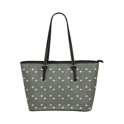 Lotus - Sage Vegan Leather Zipper Tote Handbag (Large)