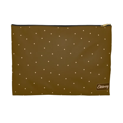 Flat Zipper Pouch - Dots on Mustard