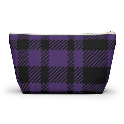 Big Bottom Zipper Pouch - Purple Buffalo Check, Purple Plaid