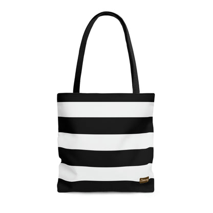 Lightweight Tote Bag - Black/White Stripes